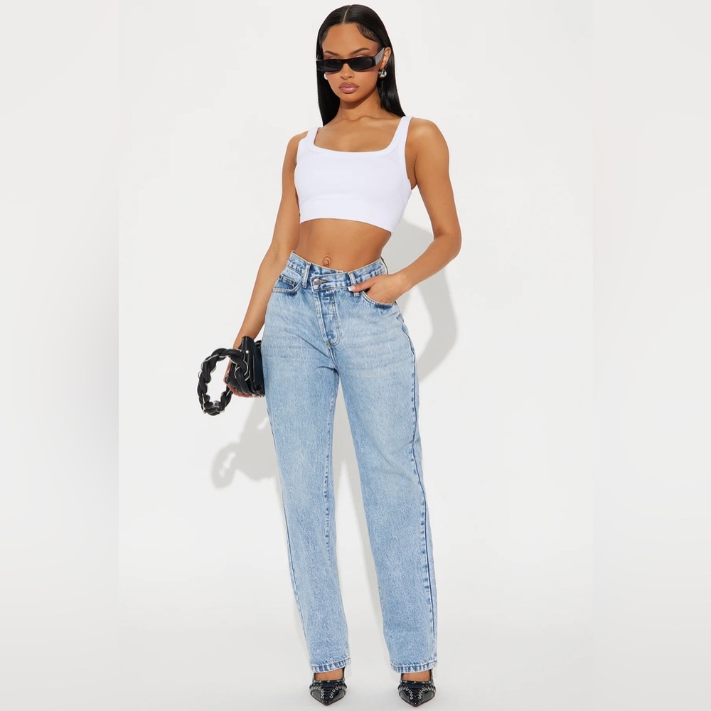 ❥𝖥𝖠𝖲𝖧𝖨𝖮𝖭𝗡𝗢𝗩𝗔: 90s Crossover Straight Leg Jeans - Light Blue